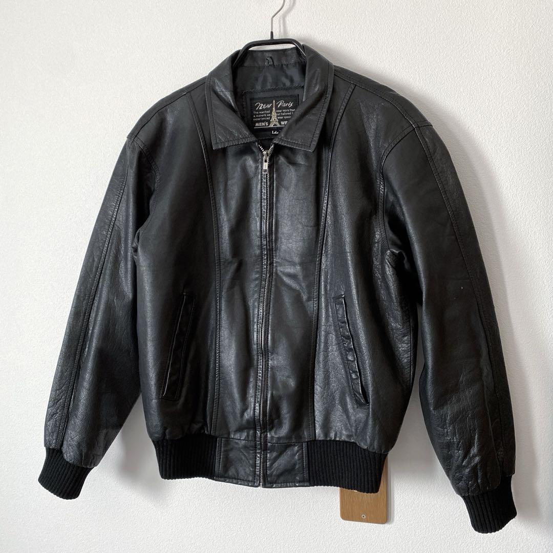 90s 00s Y2K アメリカ古着 ヒップホップ レザージャケット 革ジャン 美品 L アルミジップ OLD GAP 90s Y2K レザージャケット