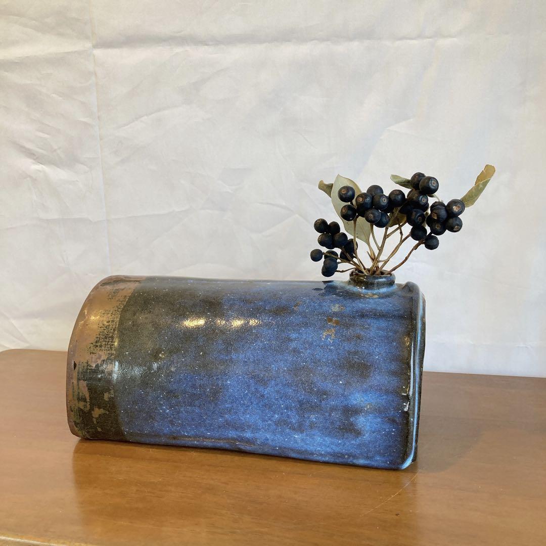 秋 冬 和室 花器 昭和レトロ 陶器製 変形型 フラワーベース 花器 生け花
