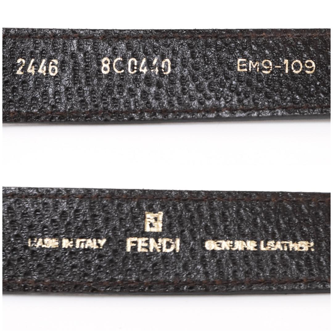 FENDI ベルト 茶 ゴールド金具 本革60-125cm対応　348
