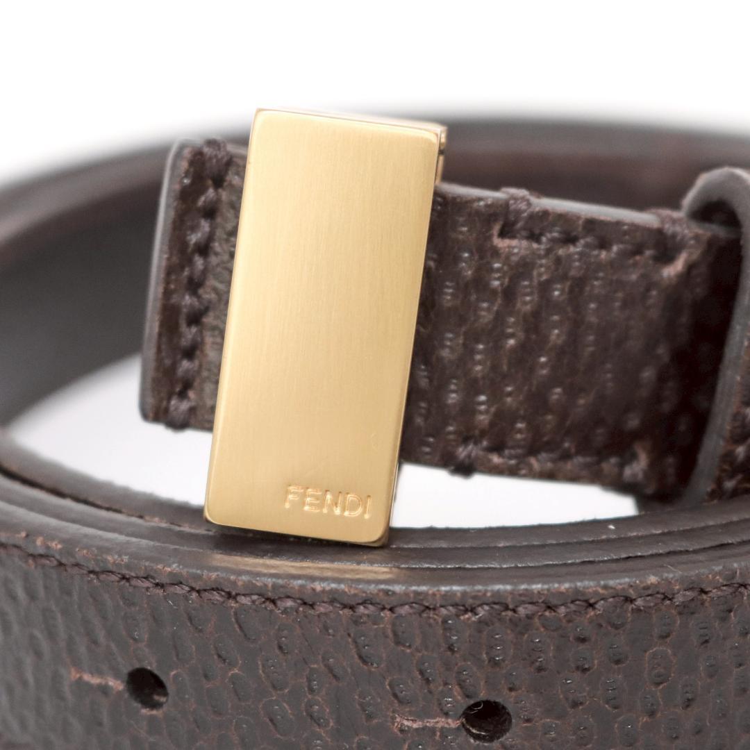 FENDI ベルト 茶 ゴールド金具 本革60-125cm対応　348
