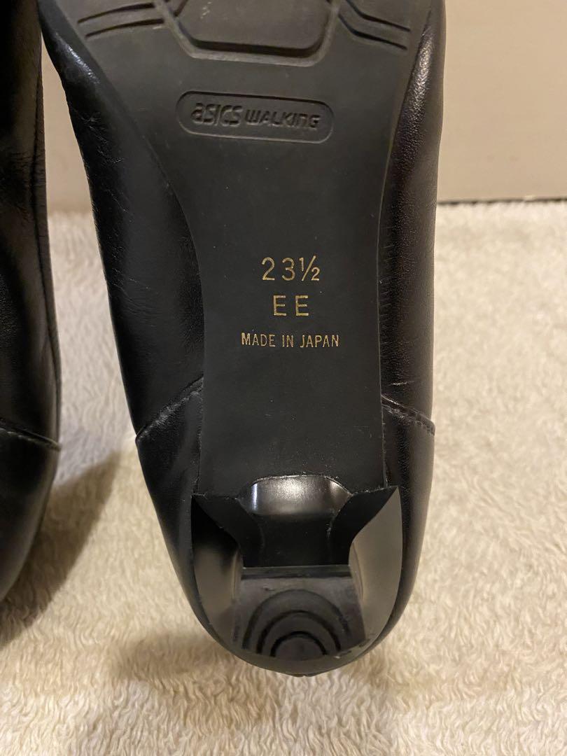 ASICS pedala バックル パンプス ブラック 黒 23 1/2 レザー