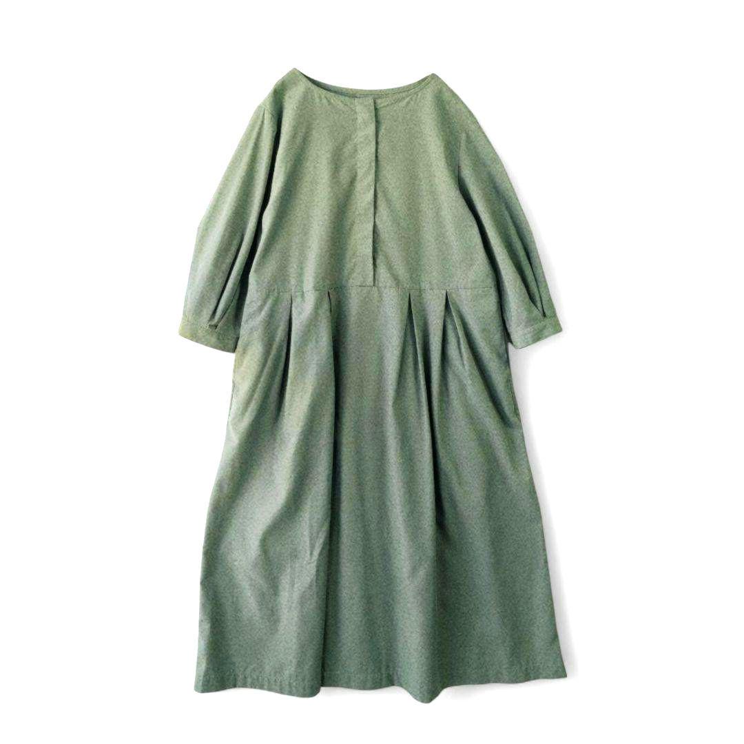 極美品　アーバンリサーチ　リネン混ロングワンピース　七分袖　グリーン　М