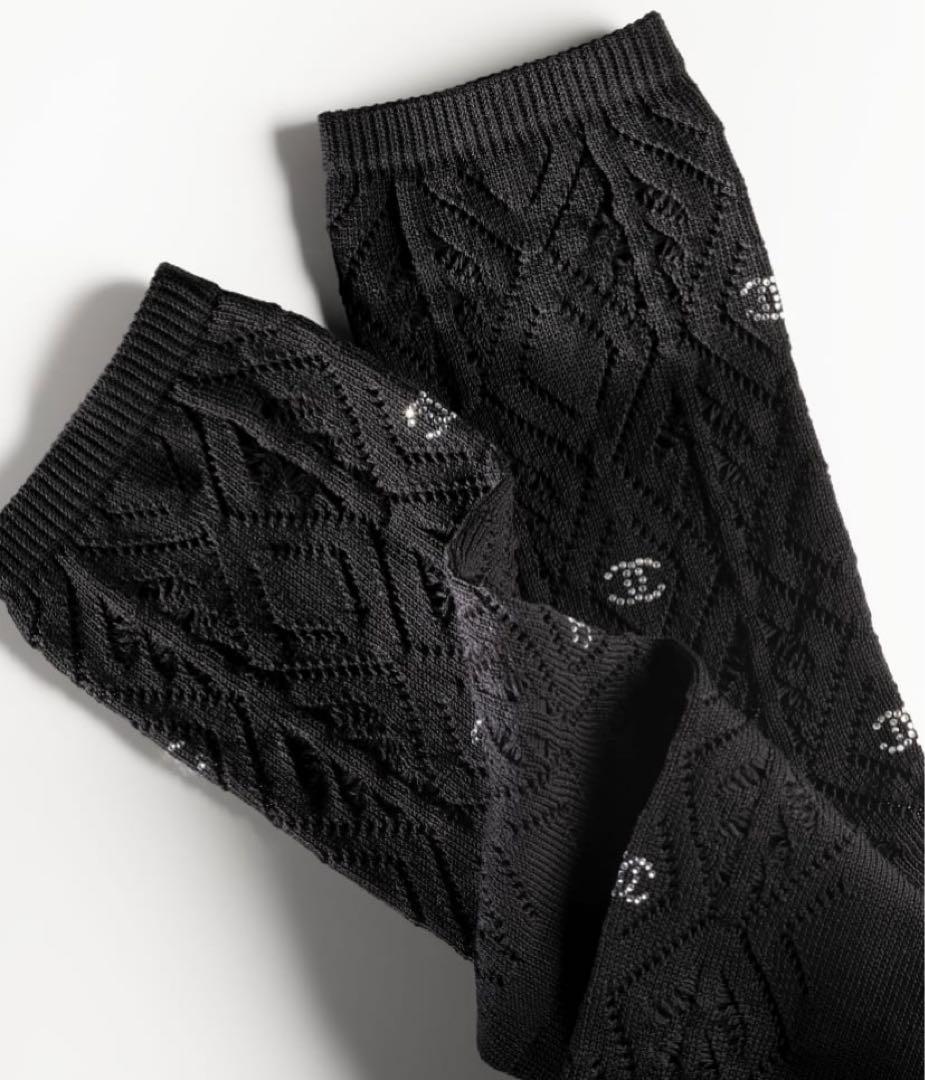 ジェニー着用 新品 CHANEL シャネル ソックス 靴下 ラインストーン