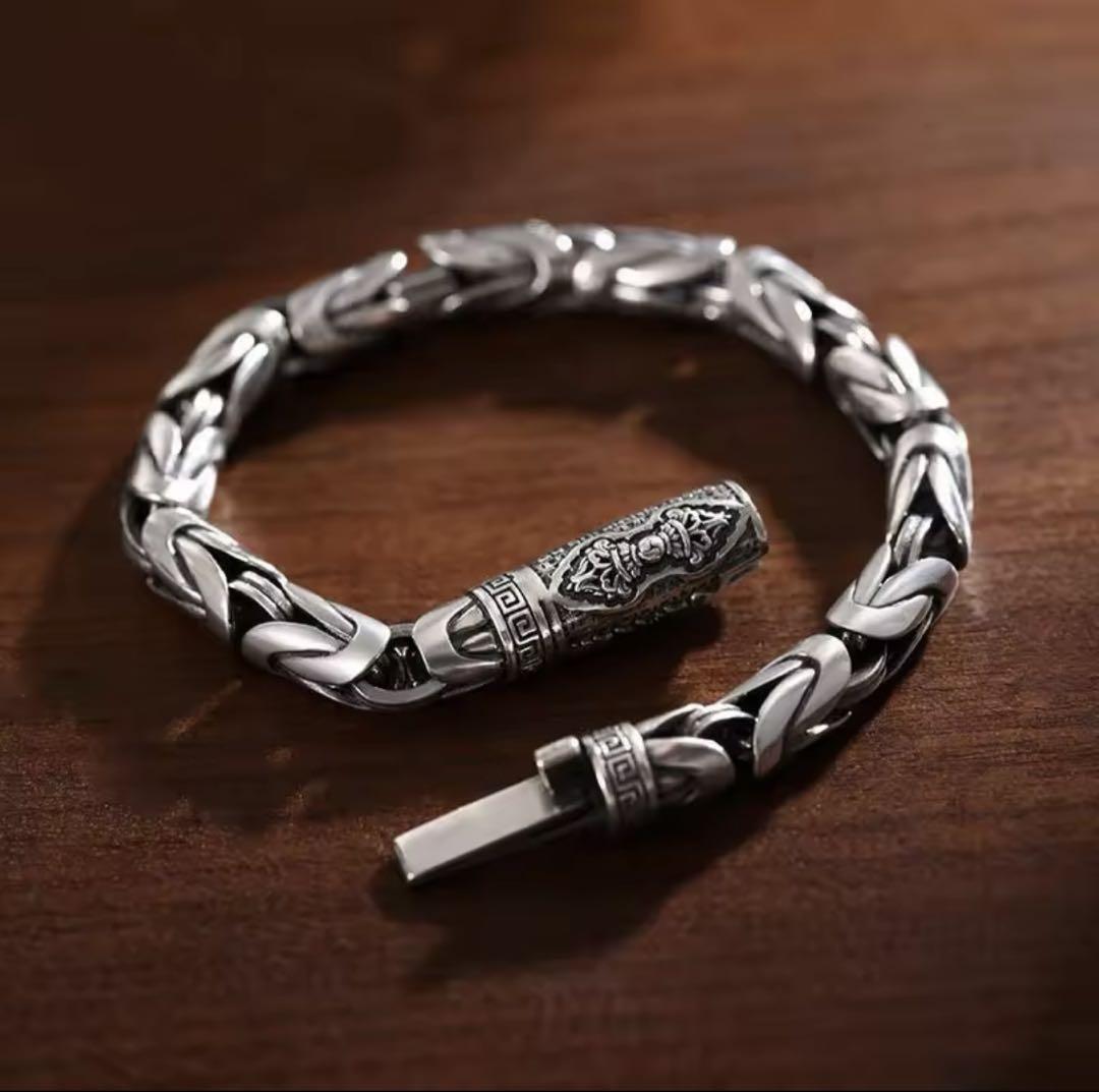 S 925レトロシルバーハンドブレスレットメンズとレディースファッション