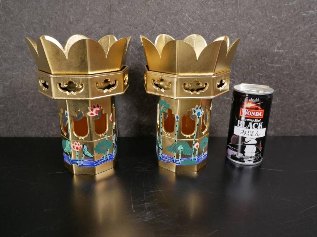 限定値下　収集品　八角供花　大谷派用　裏金　東本願寺用　木製本金箔彩色　4190