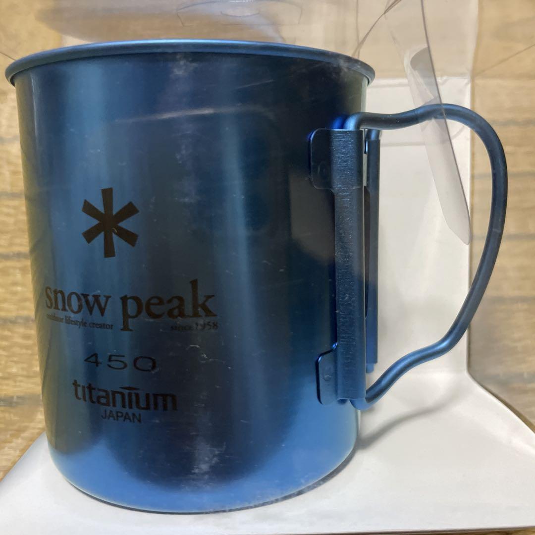 snow peak チタン製マグカップ 450 青