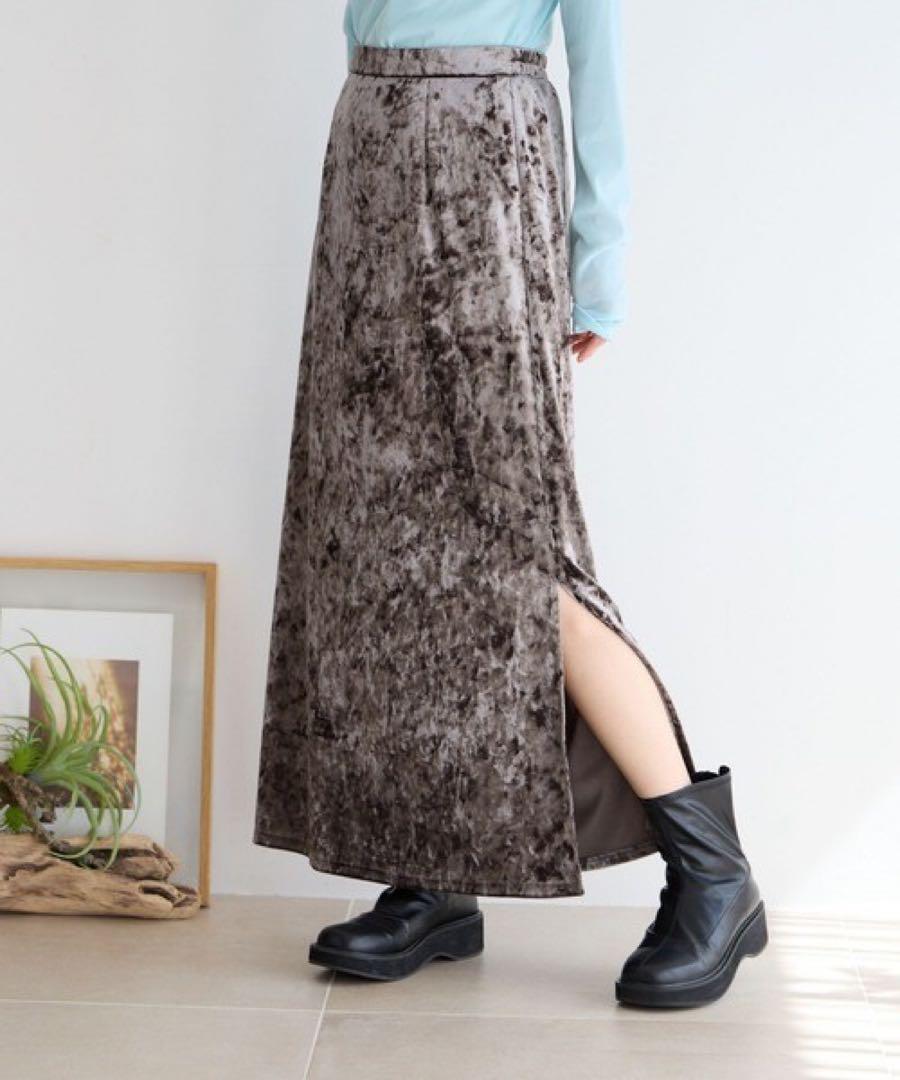 LOWRYS FARM ローリーズファーム クラッシュベロアスリットスカート