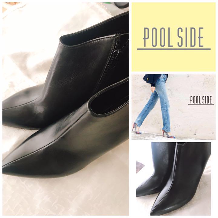 ⭕最終値下げ！POOL SIDE　ブラック　おリボンデザインブーツ♡ POOL SIDE - ⭕最終値下げ！POOL SIDE ブラック リボンブーツ