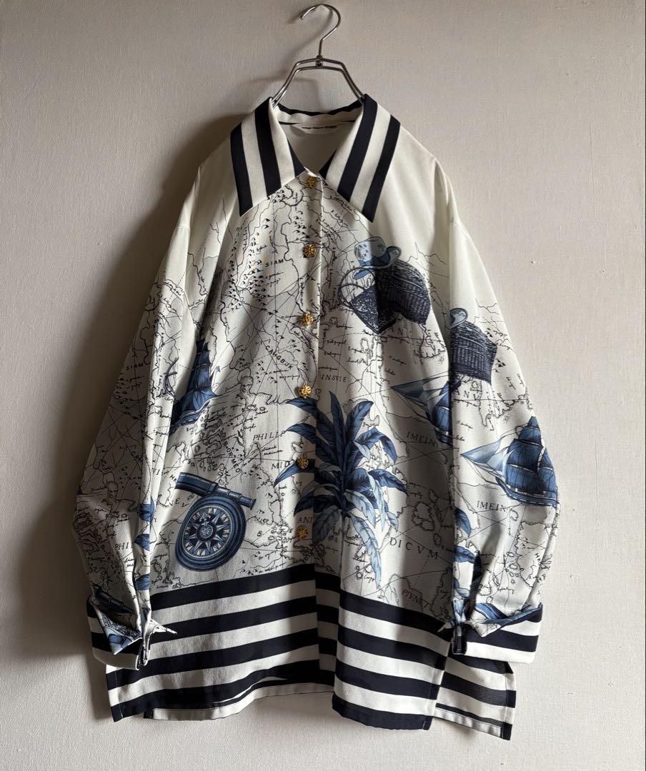 【入手困難】　VINTAGE 古着　一点物　古着柄シャツ　船　航海　マリン