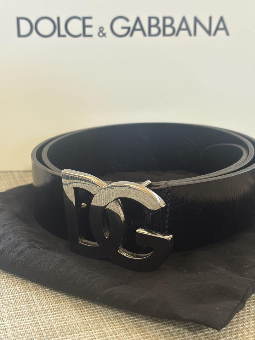 DOLCE & GABBANA Belt Black Leather Silver Metal Buckle