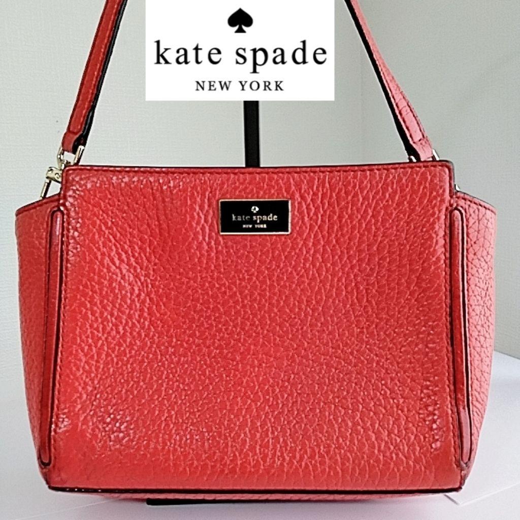 kate spade new york レッド レザー ショルダーバッグ