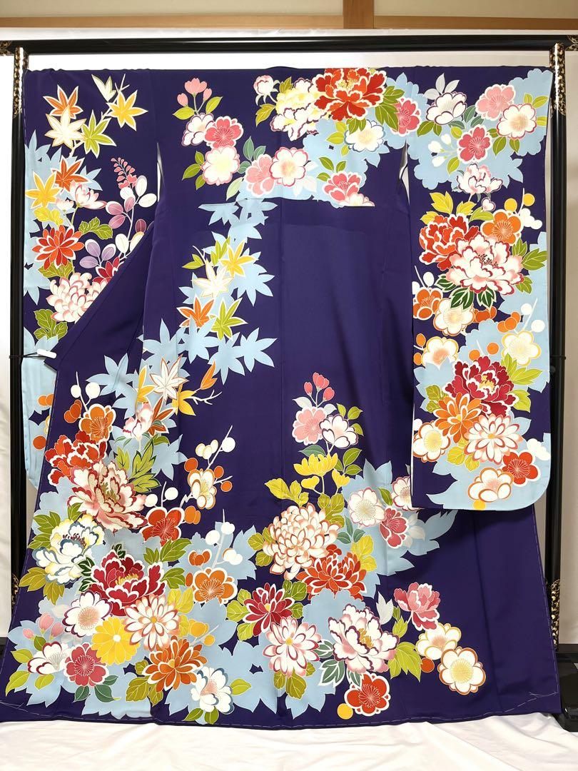 千總 誰が袖好み 落款入 振袖 刺繍 金駒 金彩 ちりめん 髙島屋