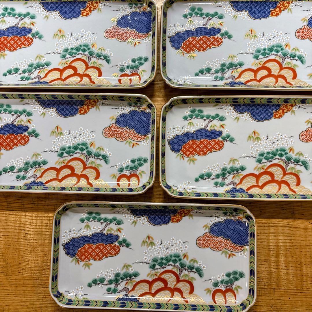 美濃焼　翔山窯　京錦　焼物皿　長皿　長方皿　横幅23.8cm
