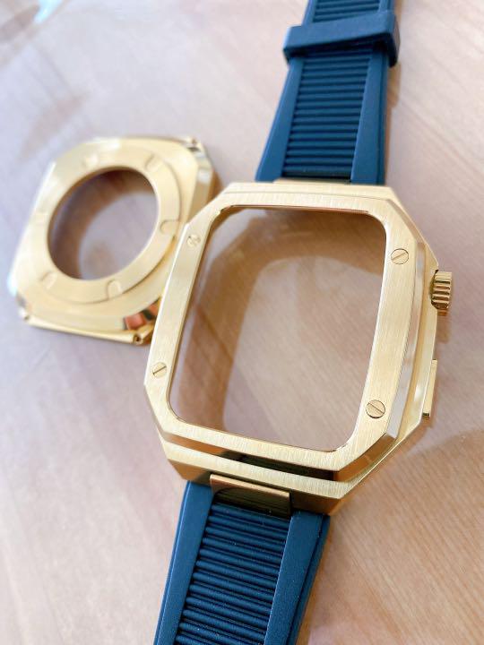 2100円 人気 42mm 金色 apple watch メタル ラバーバンド カスタム 金属
