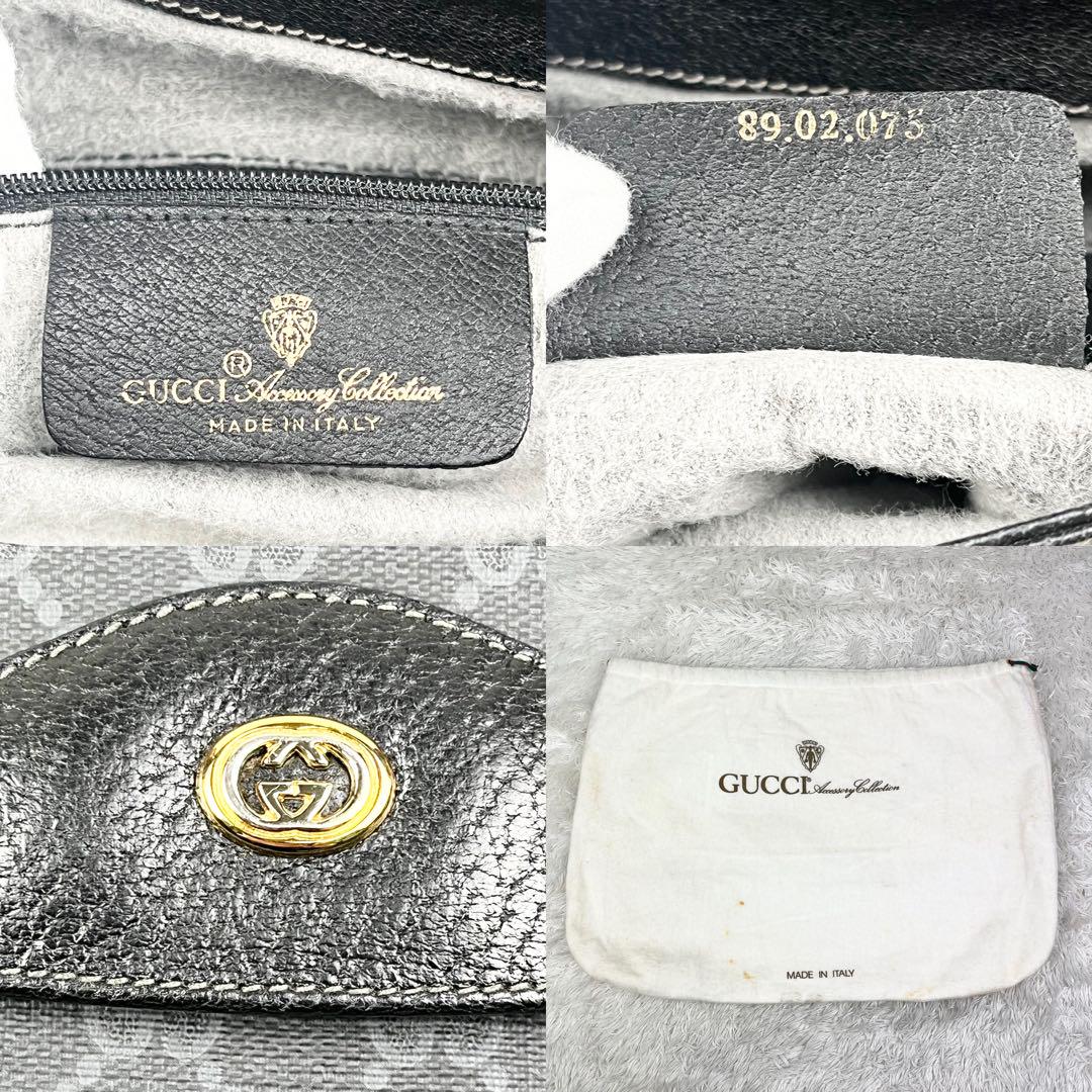 【極美品】オールドグッチ GGスプリーム ロゴ金具 クラッチバッグ ブラック