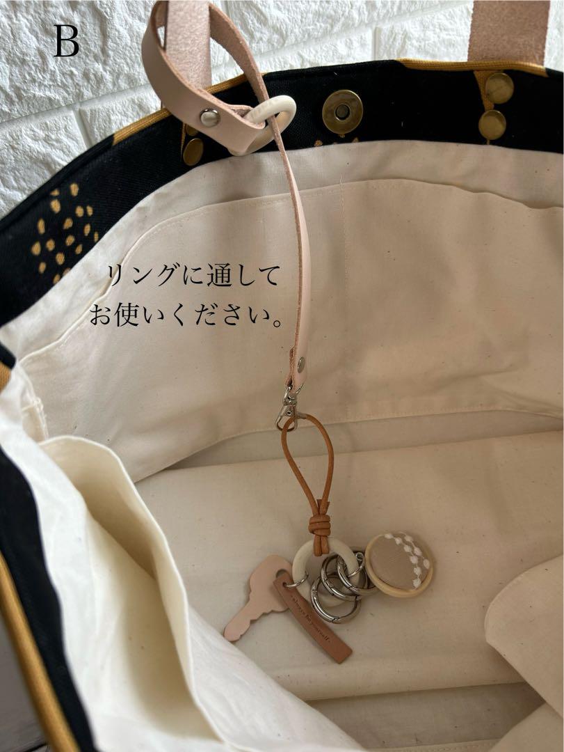 640】あんぱん柄トートバッグ ブルーグレー 持ち手ヌメ革製