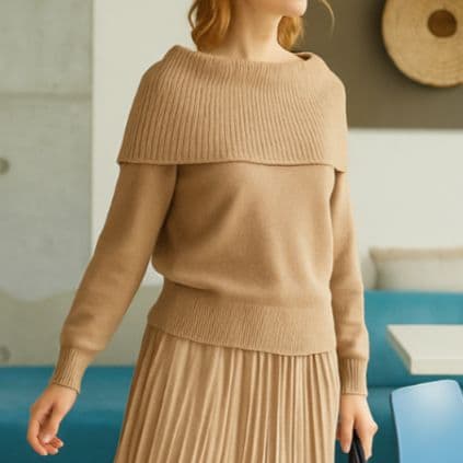 美品✨LOUNIEルーニィ アンゴラ混オフショルダーニット✨上品　ふわもち