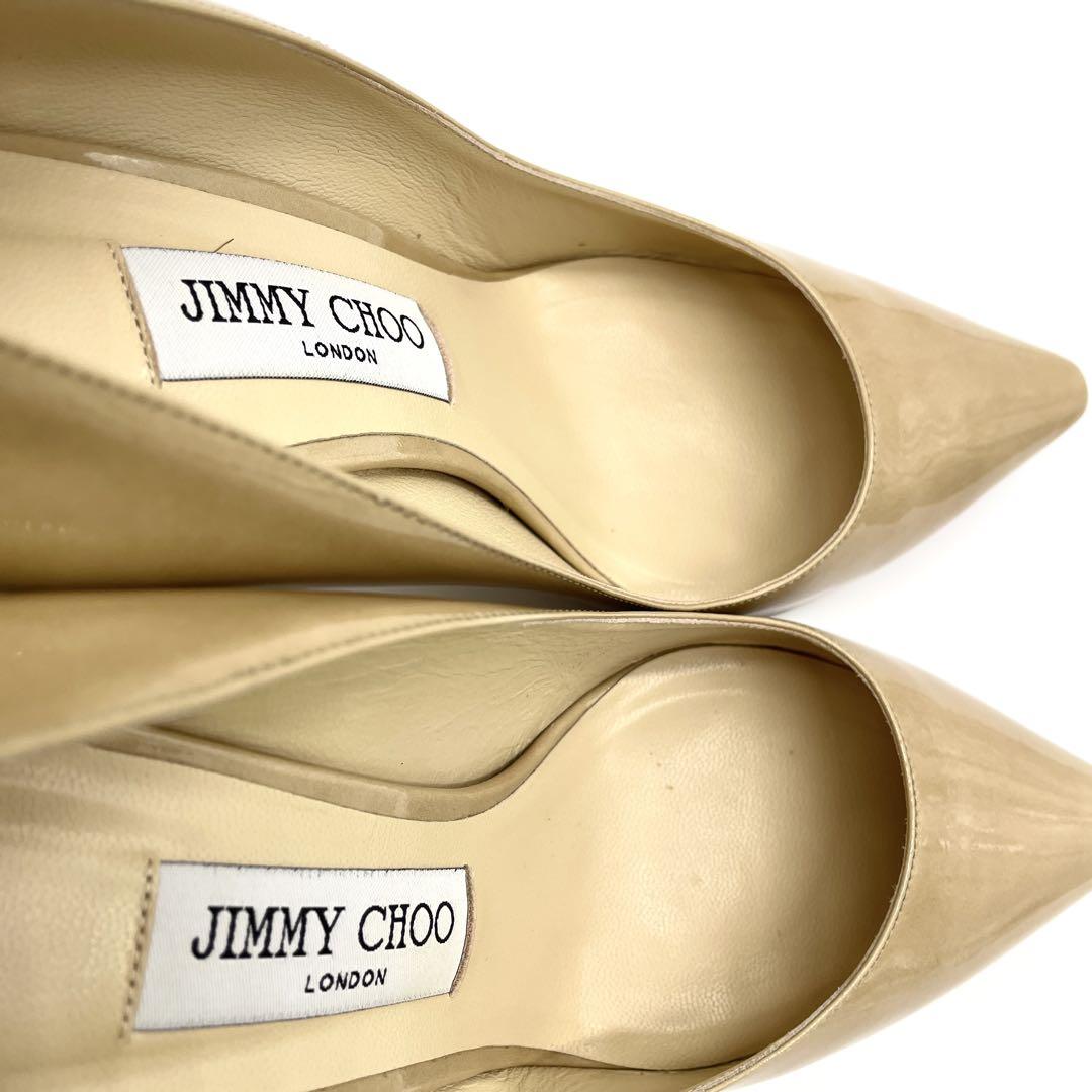 【極美品】ジミーチュウ ハイヒール ROMY85 ベージュ パテントレザー 38