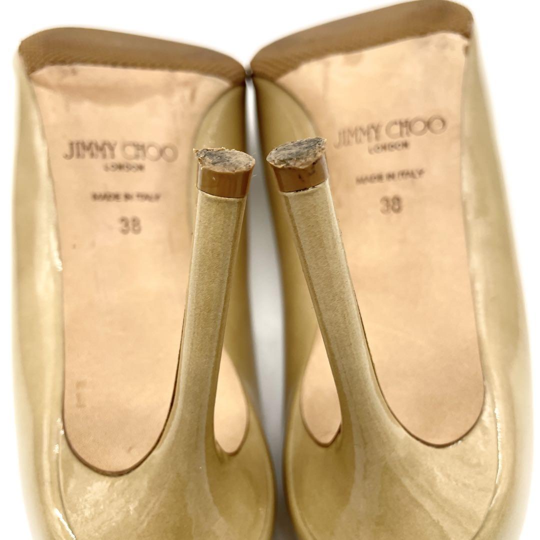 【極美品】ジミーチュウ ハイヒール ROMY85 ベージュ パテントレザー 38