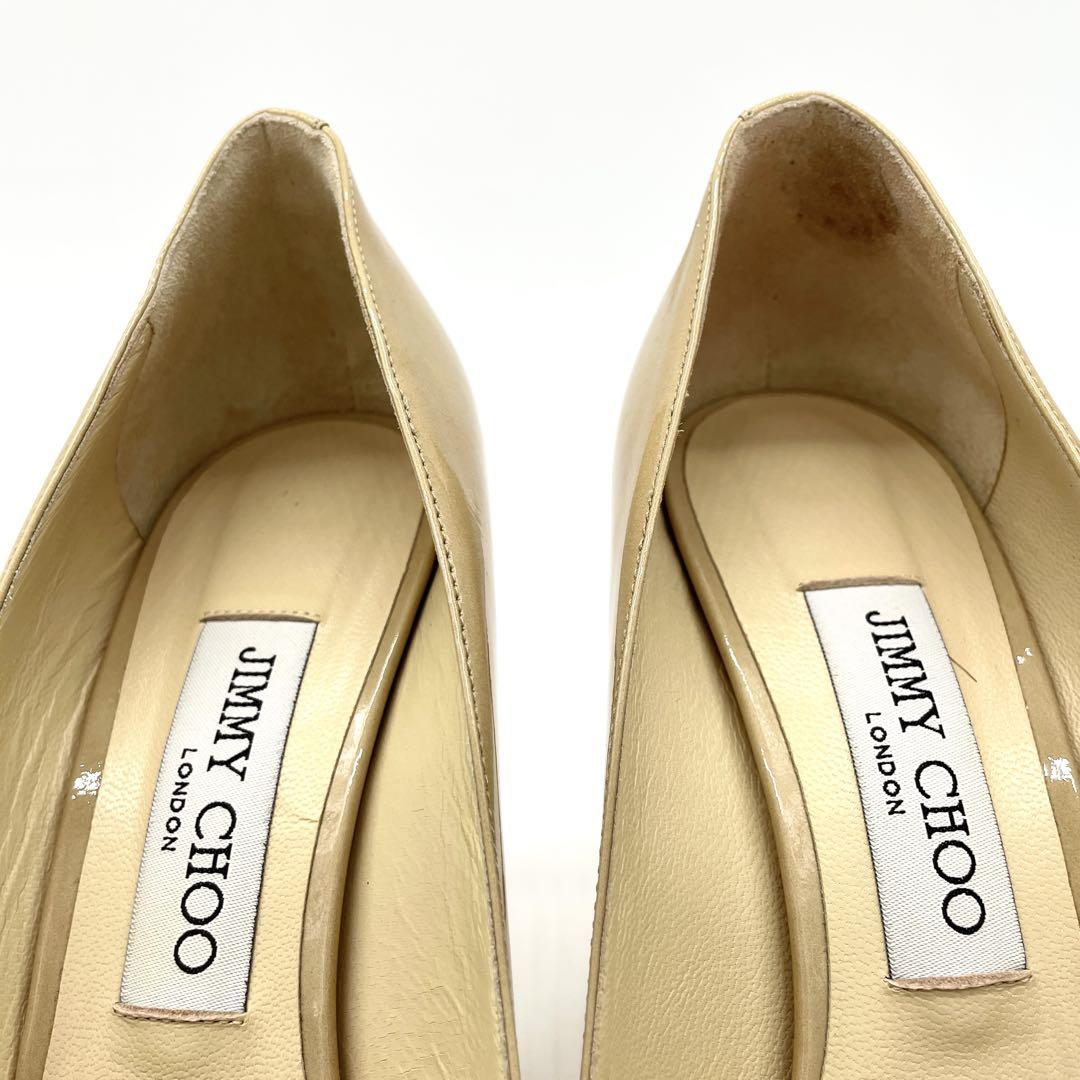 【極美品】ジミーチュウ ハイヒール ROMY85 ベージュ パテントレザー 38