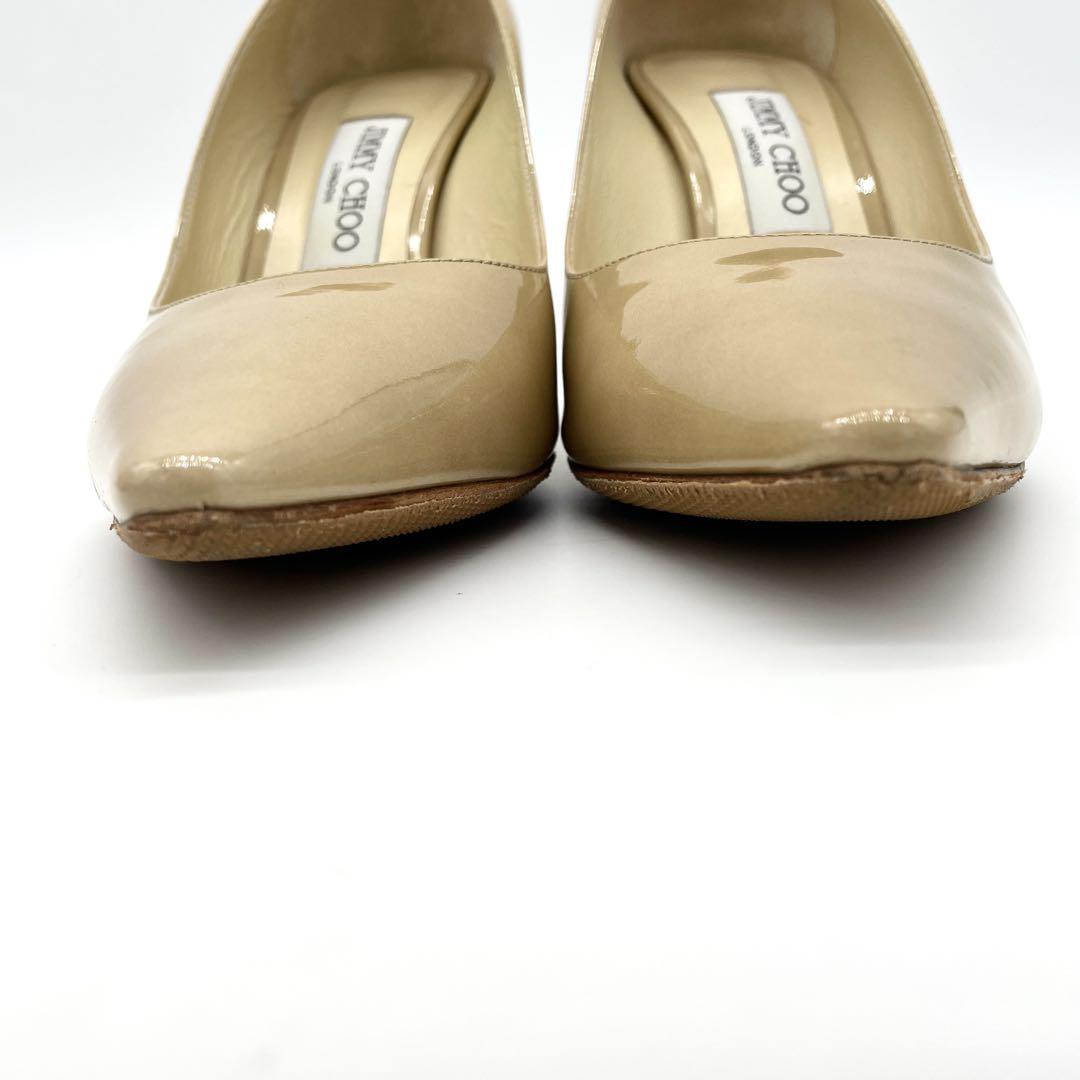 【極美品】ジミーチュウ ハイヒール ROMY85 ベージュ パテントレザー 38
