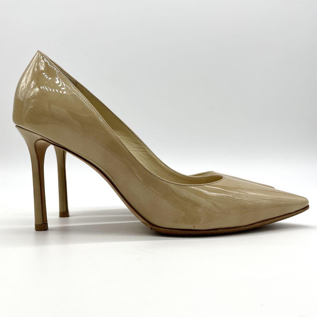 【極美品】ジミーチュウ ハイヒール ROMY85 ベージュ パテントレザー 38