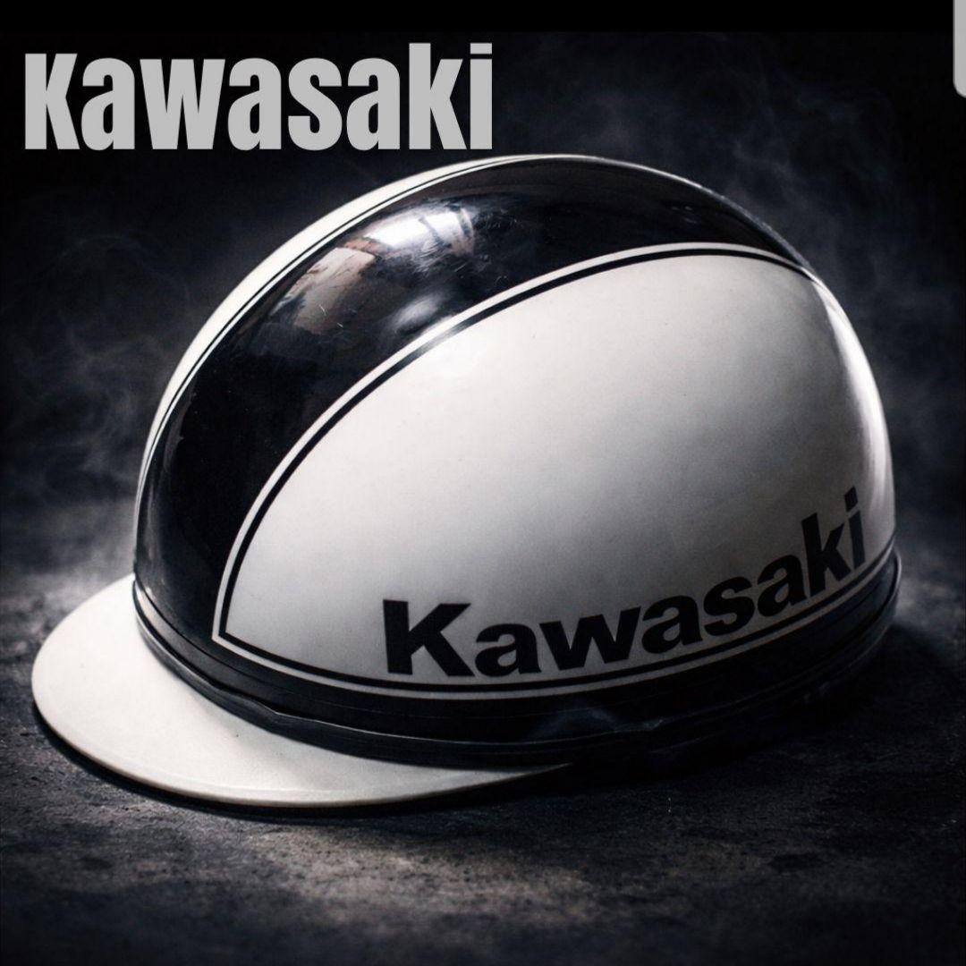 Kawasaki 半コルク ヘルメットホワイト/ブラック 旧車會 バイク Kawasaki 半コルク ヘルメットホワイト/ブラック 旧車會 バイク - メルカリ