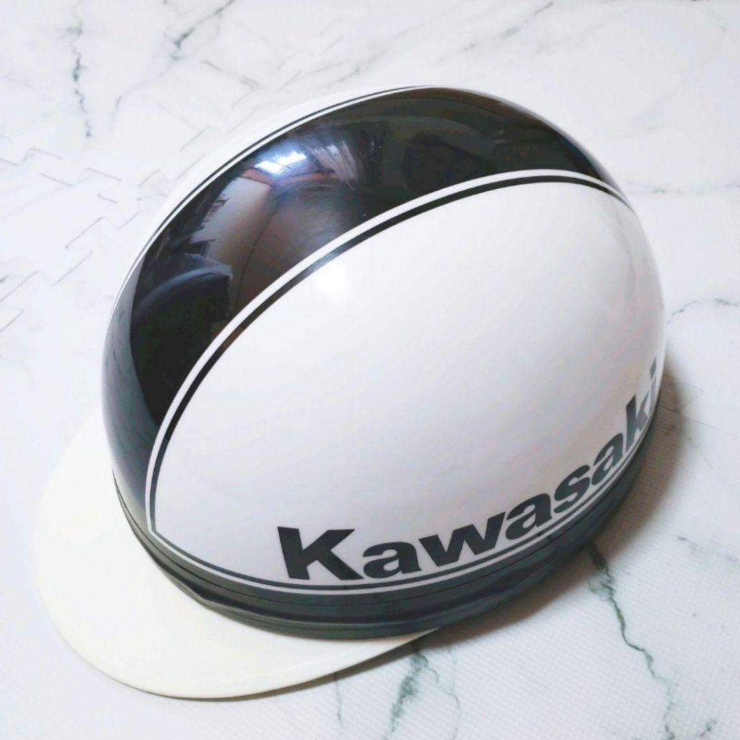 Kawasaki 半コルク ヘルメットホワイト/ブラック 旧車會 バイク - メルカリ