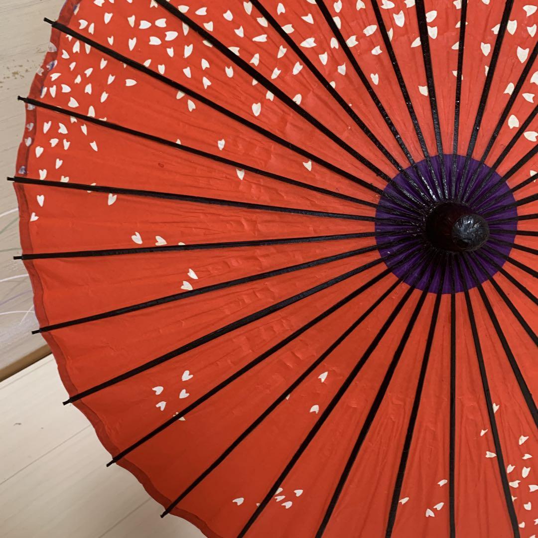 夏セール開催中 MAX80%OFF！ 桜吹雪 赤色 舞踊傘 2本セット 和傘 踊り 日本舞踊 蛇の目傘 日本舞踊