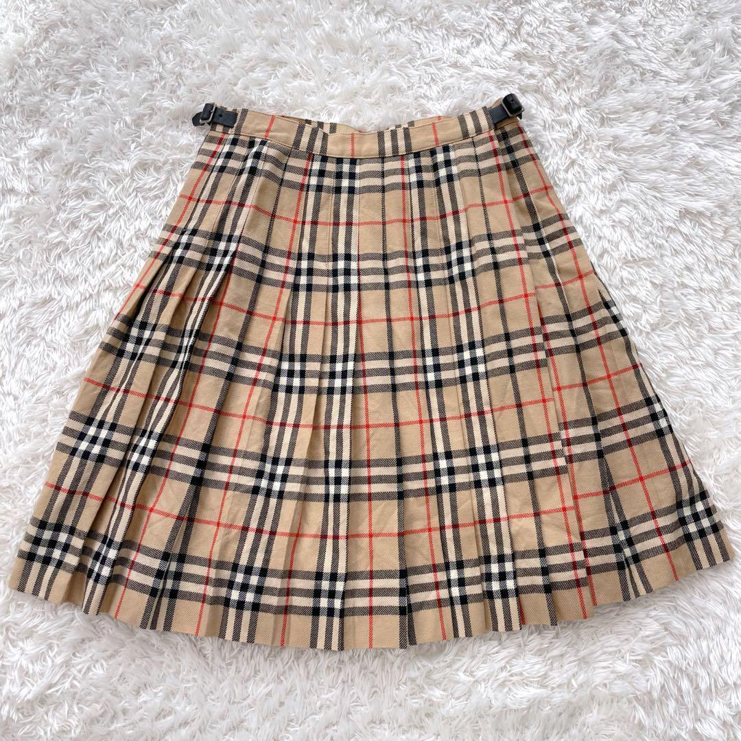 美品✨バーバリー ノバチェック 巻きスカート プリーツ ベルト