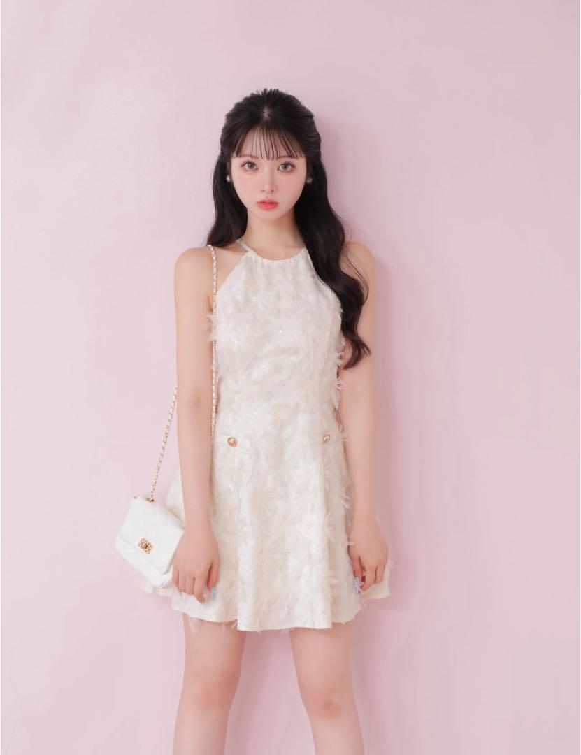 【M me eme】Flower tulle mini onepiece