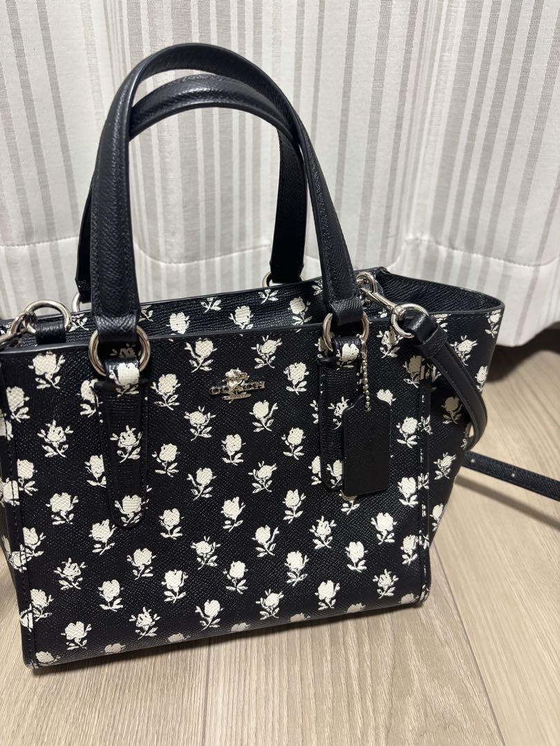 coach 花柄ショルダーバッグ 黒 ブラック