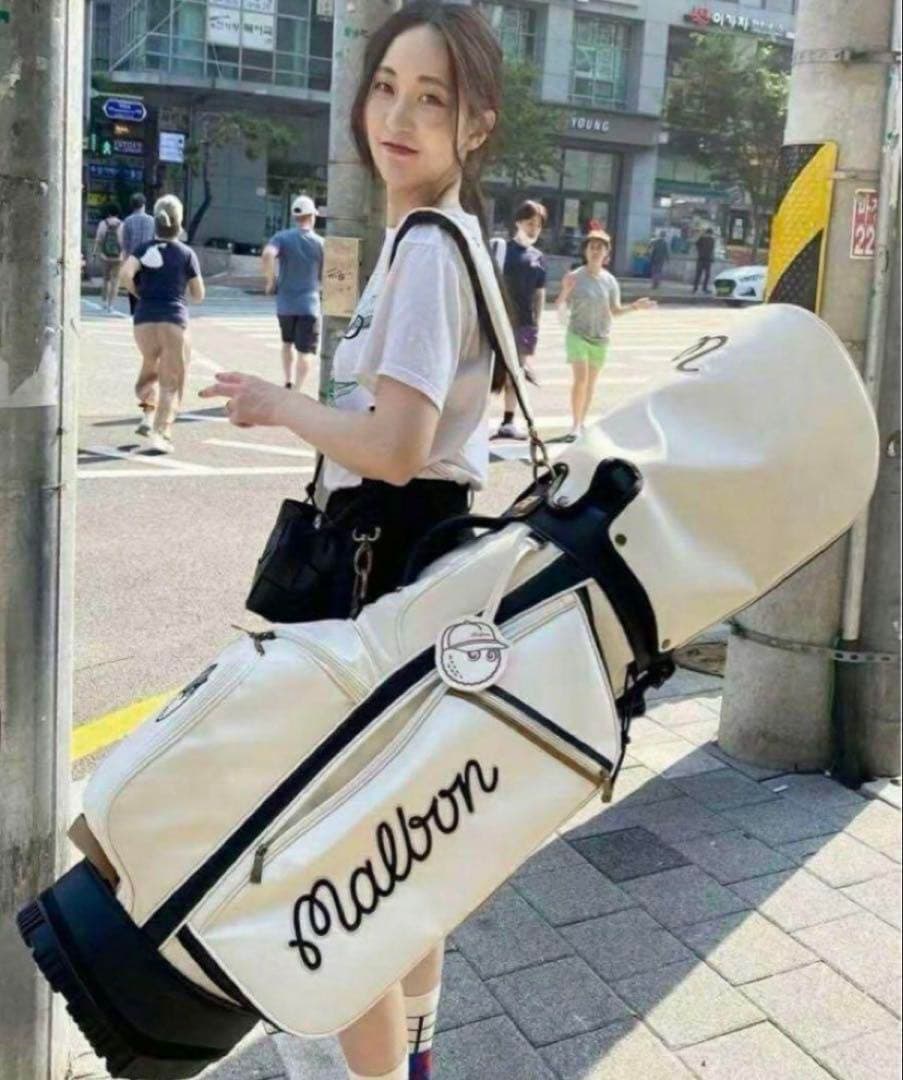 malbon golf新作 マルボン ゴルフ キャディバッグ 白