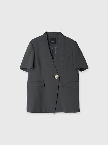 【新品】anuans ハイネックノーカラージャケット CGRY フリー
