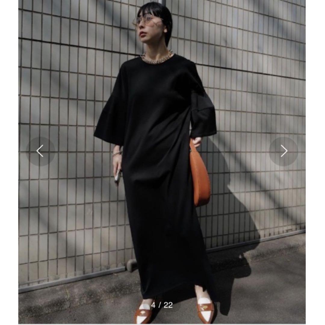 AMERI OTONA TOWER SLEEVE LONG TOP ブラック
