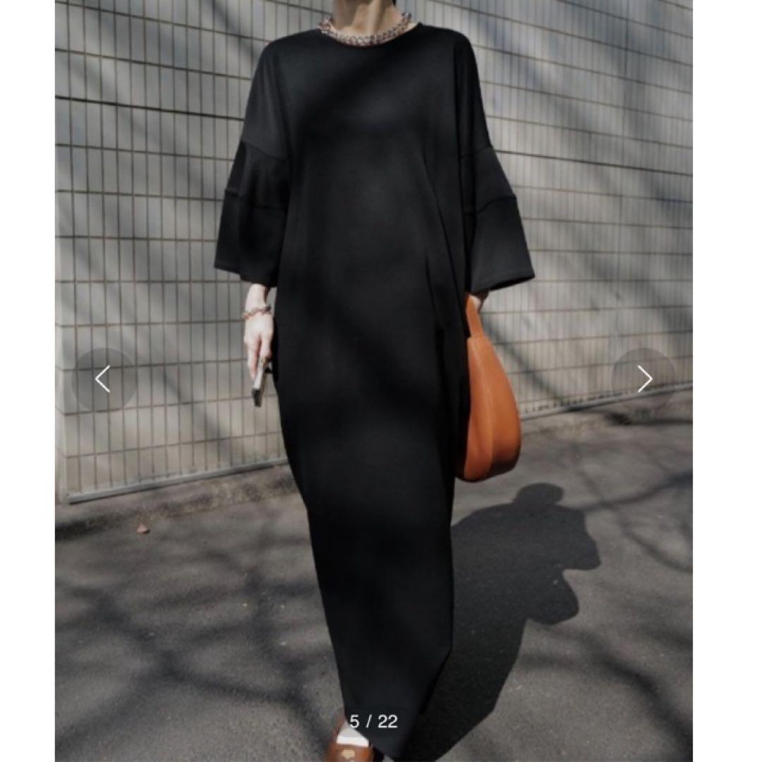 AMERI OTONA TOWER SLEEVE LONG TOP ブラック