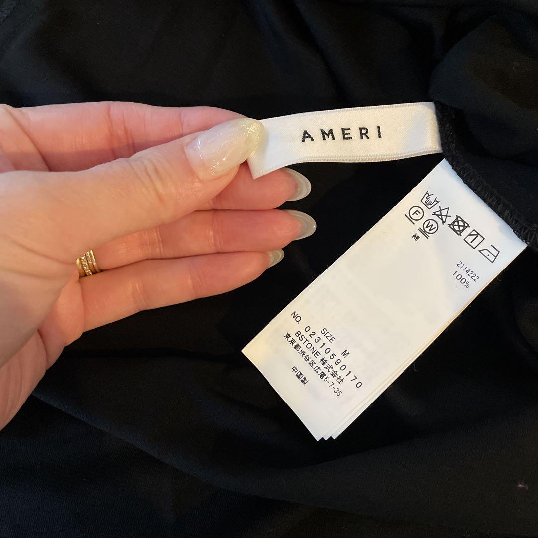 AMERI OTONA TOWER SLEEVE LONG TOP ブラック