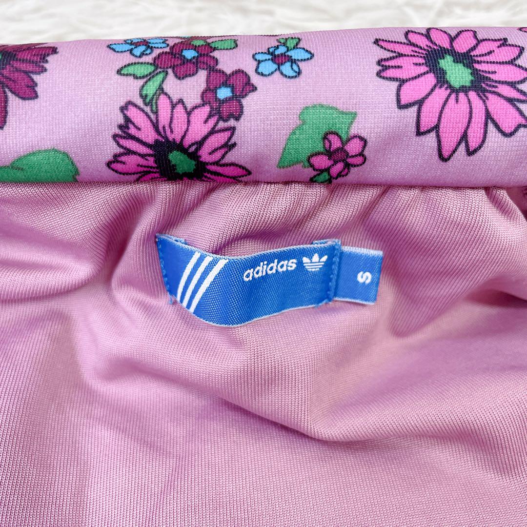 極美品　adidas トレフォイルロゴ　花柄　セットアップ　ジャージ　上下　S