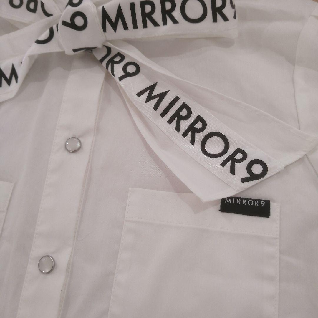 新品タグ付MIRROR9ミラーナイン ゴルフウェアブラウスリボンS ホワイト　白