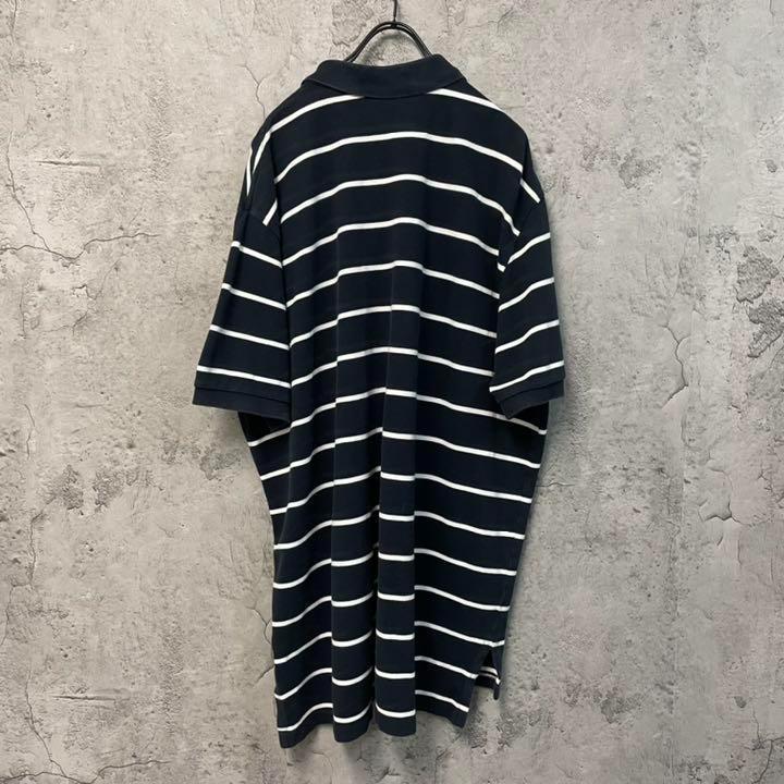 90s 古着◆ポロバイラルフローレン ボーダーポロシャツ ネイビー メンズ3XL