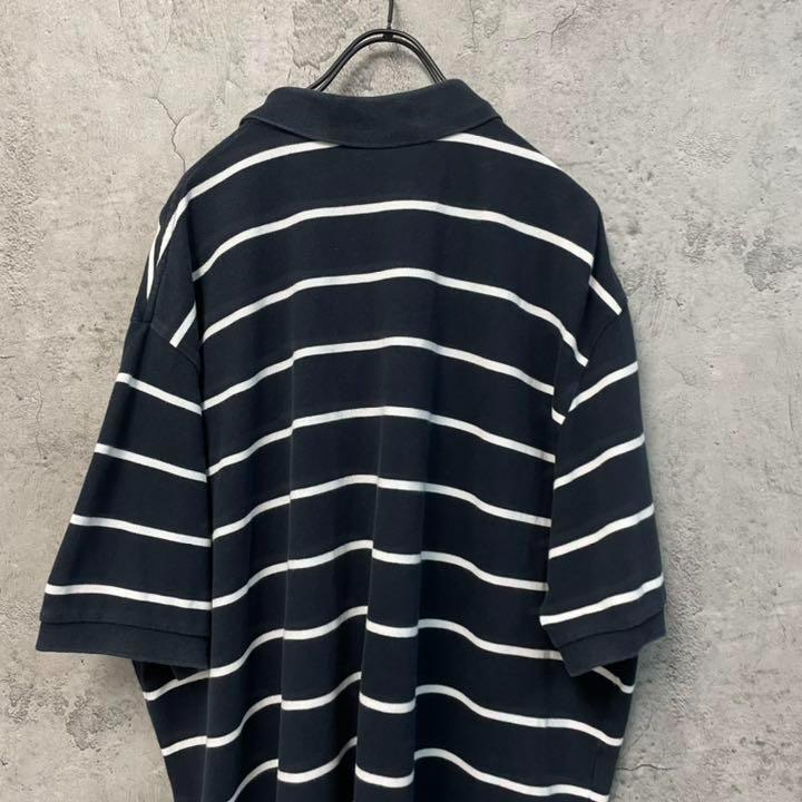 90s 古着◆ポロバイラルフローレン ボーダーポロシャツ ネイビー メンズ3XL