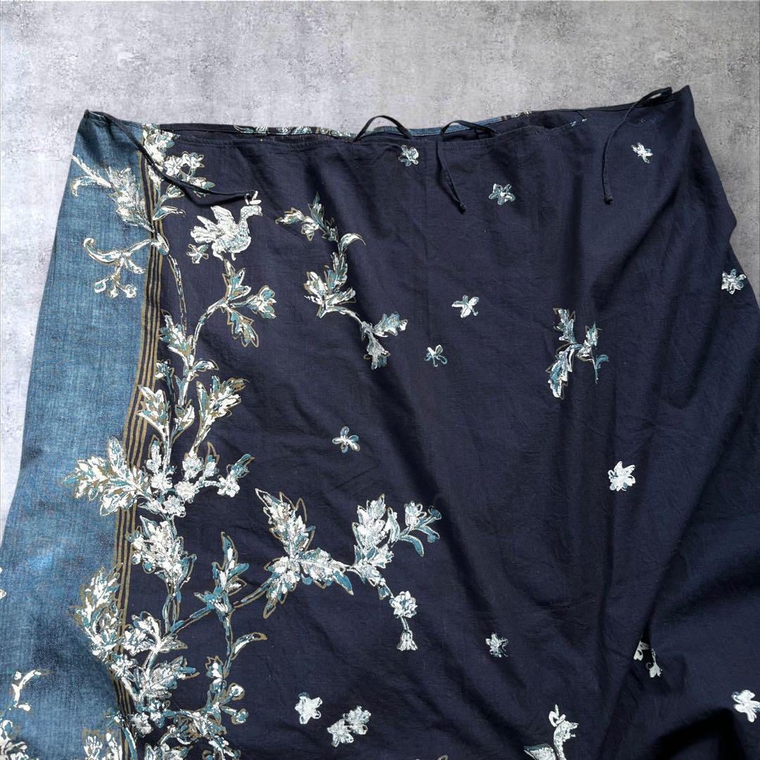 極美品　R by 45rpm インディゴ　型染め　花柄　巻きスカート 極美品 R by 45rpm インディゴ 型染め 花柄 巻きスカート - メルカリ