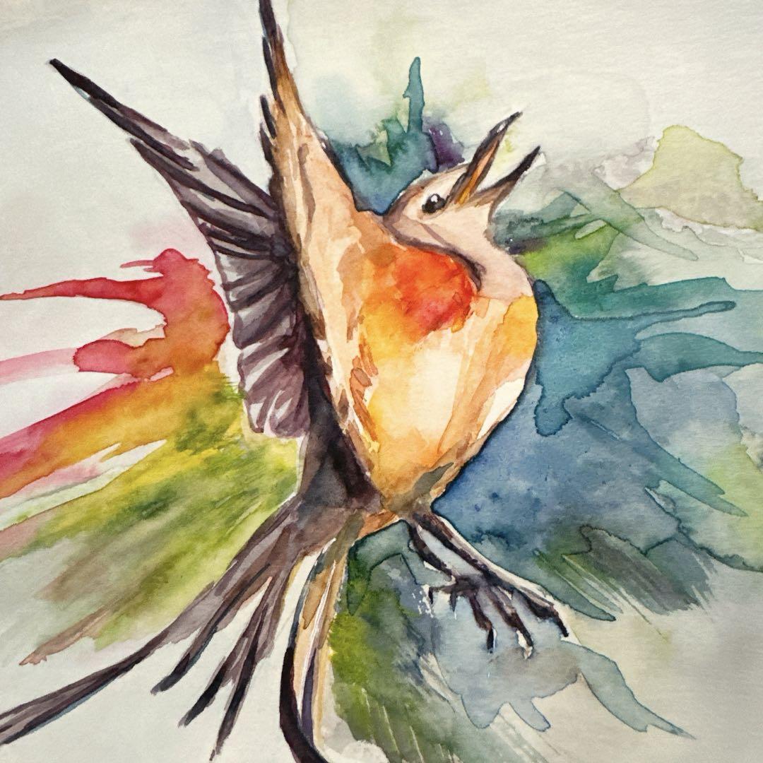 イラスト オーダー 手描き 鳥 動物 オオカミ 水彩 リクエスト 絵画