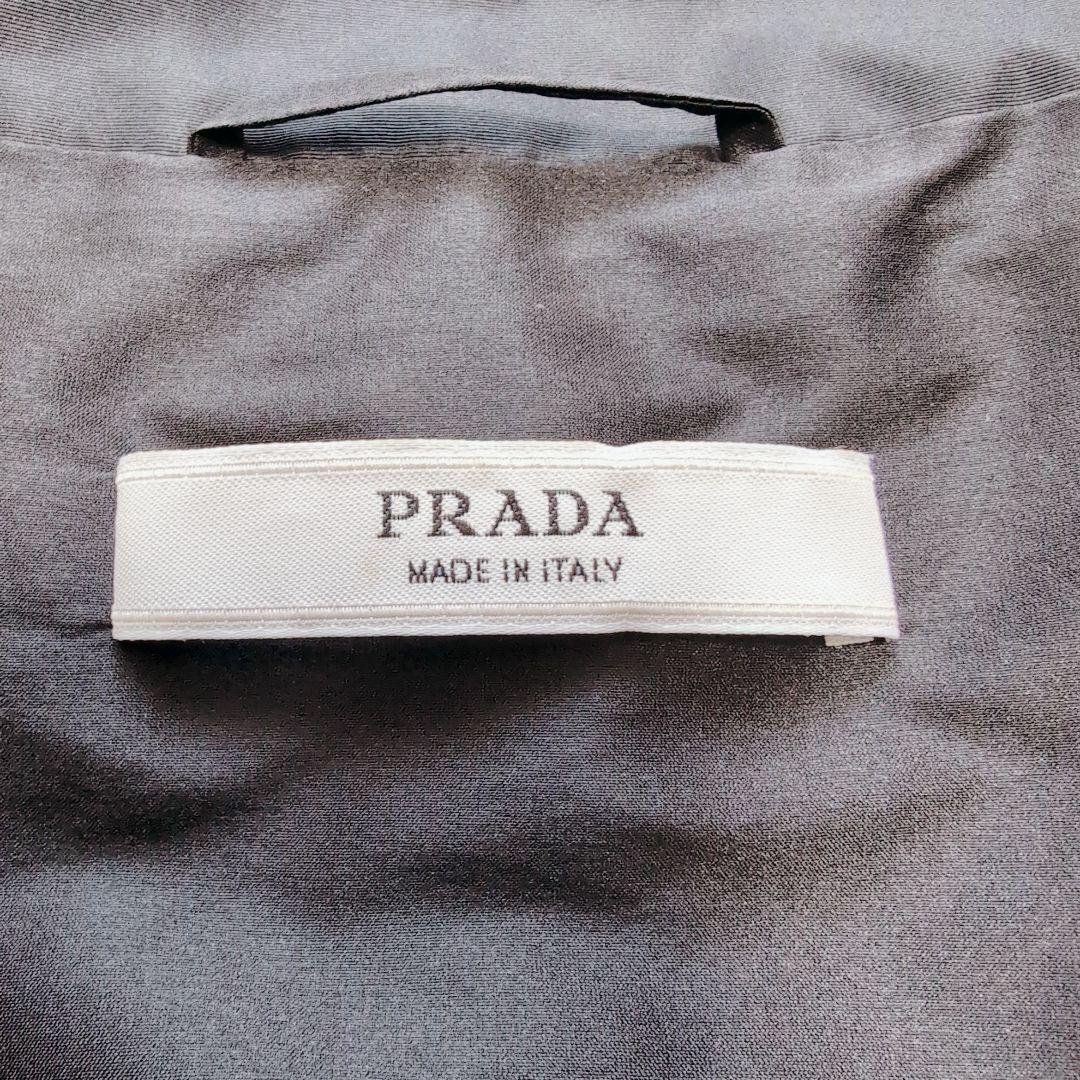 プラダ　PRADA　ジャケット　半袖　ベルト　ブラック　M　光沢　袖ベルト