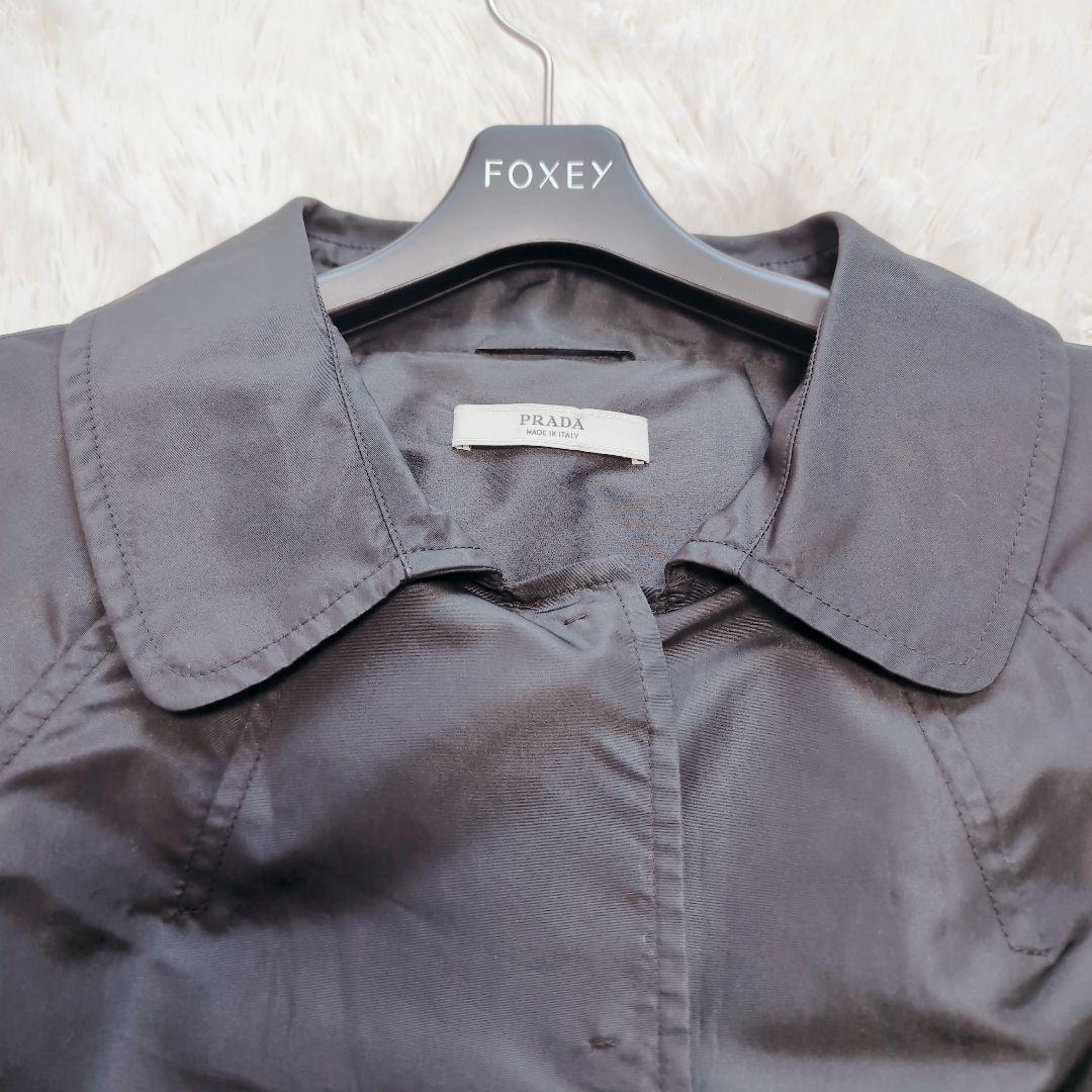 プラダ　PRADA　ジャケット　半袖　ベルト　ブラック　M　光沢　袖ベルト