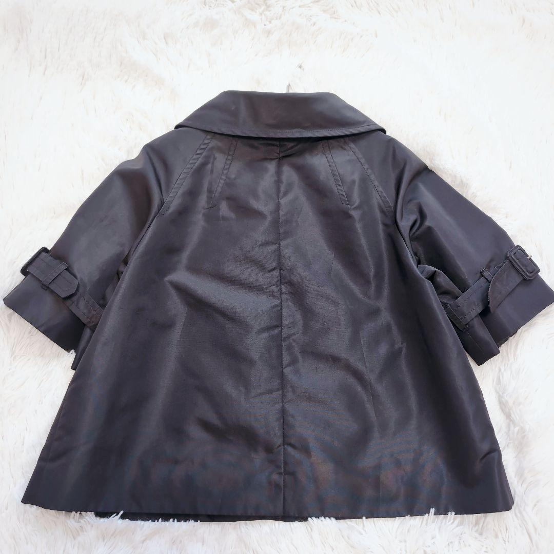 プラダ　PRADA　ジャケット　半袖　ベルト　ブラック　M　光沢　袖ベルト