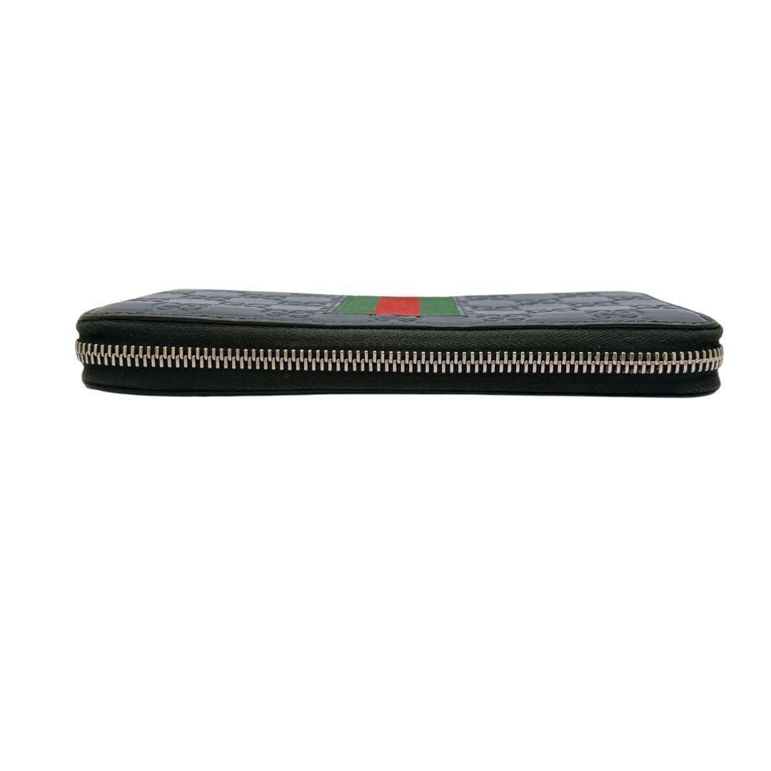 グッチ　408831 GGシマレザー　シェリーライン　長財布　ラウンドジップ