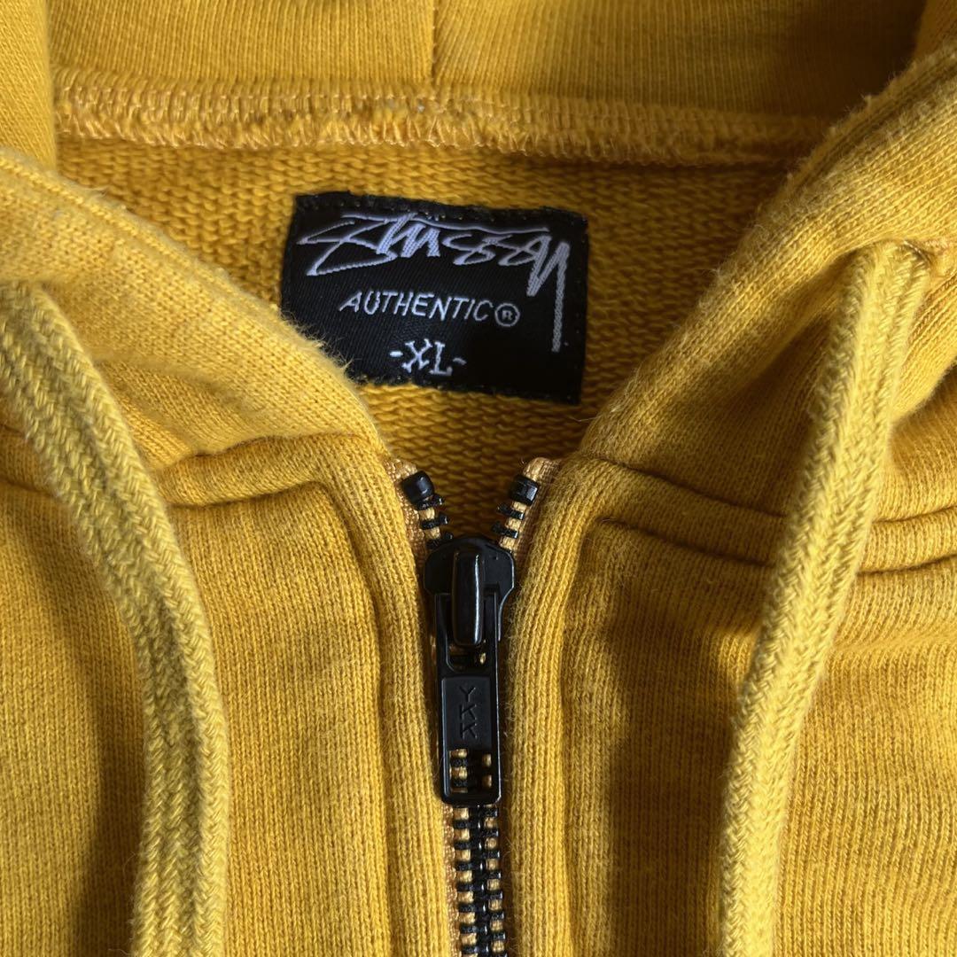 “ジップアップ” old stussy Reverse Weave パーカー 黄 画像3