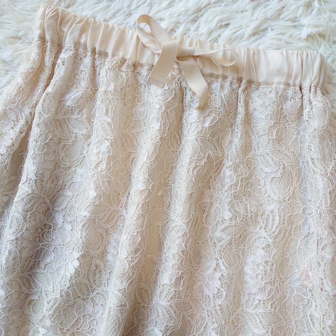 MUVEIL WORK ミュベールワーク レーススカート 花柄 アイボリー系 S
