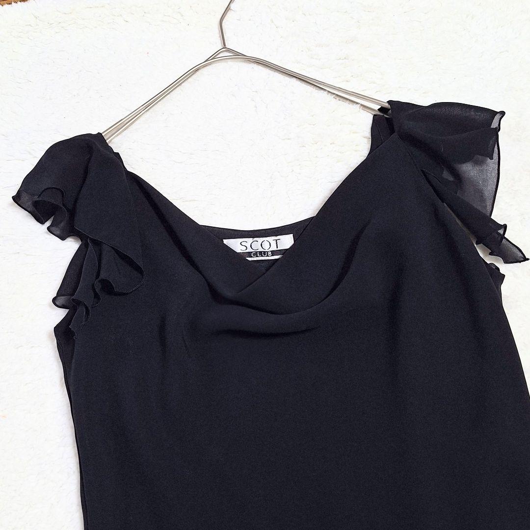 SCOT CLUB フリルワンピースドレス 美品SCOT CLUB シフォンフリルワンピースMアシンメトリードレス